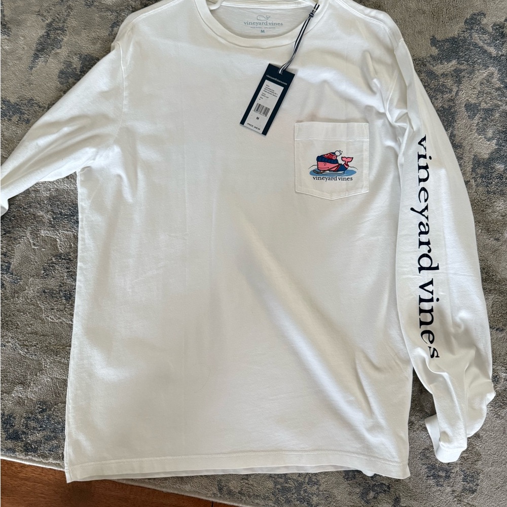 Vineyard Vines White Long Sleeve Tee Classic Crew Neck